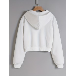 Long Sleeve Crop Hoodies, Zip Up Casual Sweatshirt Jacket, Women's Clothing