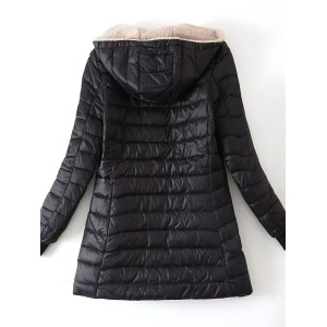 Zip Up Solid Hooded Coat, Casual Long Sleeve Winter Warm Outerwear, Women's Clothing