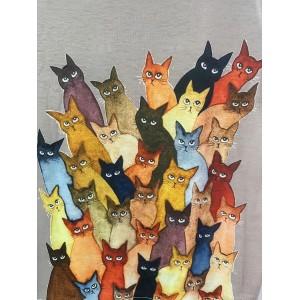 Cat Print Crew Neck T-Shirt, Casual Short Sleeve T-Shirt For Spring & Summer, Women's Clothing