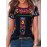 Boho Floral Print T-shirt, Ethnic Crew Neck Short Sleeve Summer T-shirt, Women's Clothing