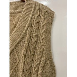Cable V Neck Knitted Vest, Casual Sleeveless Vest For Spring & Fall, Women's Clothing